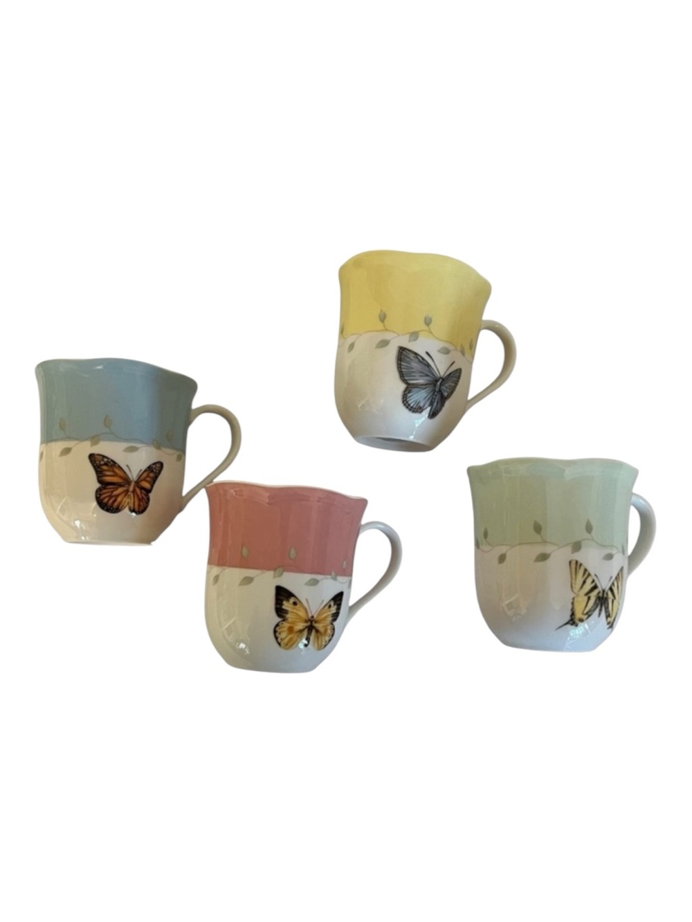 Lenox Butterfly Meadow Set of 4 Coffee Mugs Tea Cups